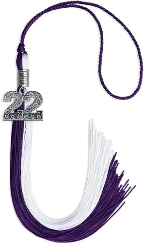 Vista 47 de Endea Graduation Borla de doble color con dije de plata brillante (negro/oro antiguo, 2025)