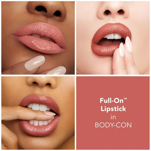 Vista 3 de Buxom Lápiz labial satinado completo, formulado con ácido hialurónico y cera de girasol, lápiz labial cremoso hidratante, acabado satinado, ligero