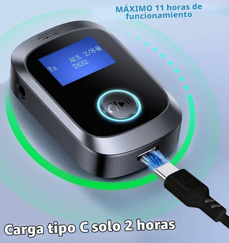 Vista 5 de Adaptador Bluetooth KAIY para auriculares de avión Bluetooth Transmitter for TV/PC/Gym, Bluetooth Receiver for Stereo Receiver, Wireless 3.5mm AUX