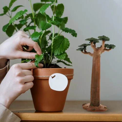 Vista 7 de Garneck Árbol modelo mini baobab árbol tren paisaje, arquitectura, árboles falsos, árbol artificial en miniatura, plantas falsas para manualidades