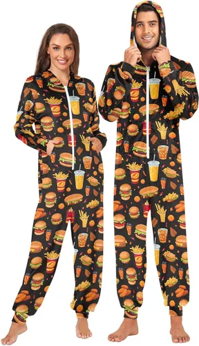Vista 2 de CHIFIGNO Pijama de una pieza para adultos, disfraz de Halloween de una pieza, disfraz de Navidad o cosplay