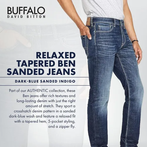 Vista 3 de Buffalo David Bitton Ben - Jeans de mezclilla cónicos relajados para hombre