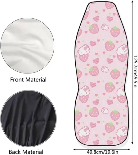 Vista 7 de Modysero Fundas universales para asiento de automóvil, con estampado de corazón de fresa rosa, cómodas, elásticas, se adaptan a la mayoría