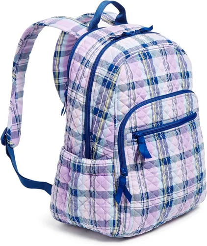 Vista 2 de Vera Bradley Mochila Campus de Algodón para Mujer, Amatista Plaid - Algodón Reciclado