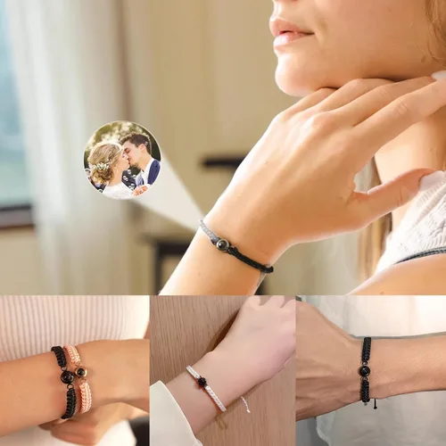 Vista 6 de Pulseras de fotos personalizadas, pulsera de proyección con imagen en el interior, pulsera personalizada para niñas, niños, mujeres, hombres