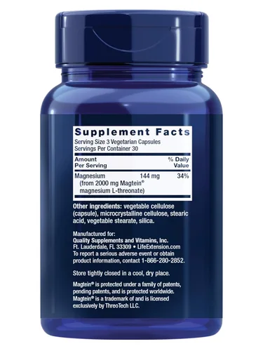 Vista 2 de Life Extension Neuro-Mag Magnesio L-treonato, Salud de la Memoria, Pensamiento Rápido, Apoyo a la Salud Cognitiva, Vegetariano, Sin GMO, 90 Cápsulas