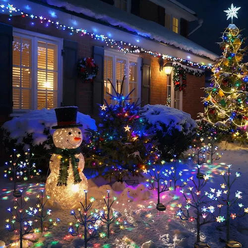 Vista 8 de Luces solares para jardín y exteriores, paquete de 20 luces LED alimentadas por energía solar, diseño de cerezo, impermeable, patio, camino, patio
