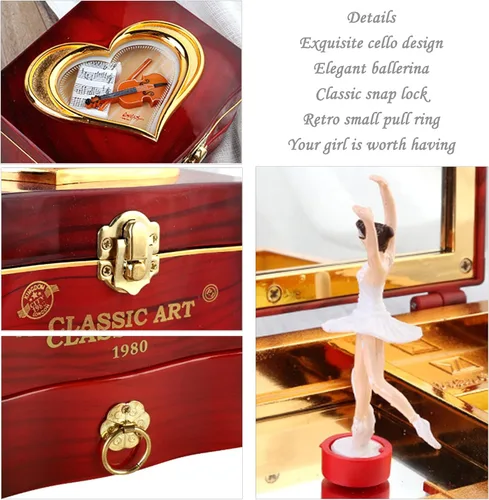 Vista 4 de Miukage Joyero musical para niñas, joyero de bailarina con elegantes pulseras y collares
