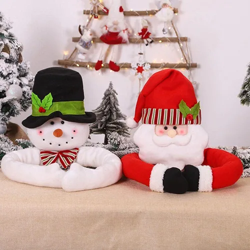 Vista 5 de Decoración de muñeco de nieve de Papá Noel de felpa para decoración de árbol de Navidad, A, Clásico
