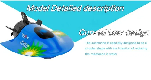 Vista 4 de GoolRC Mini barco submarino RC, juguete de buceo impermeable con control remoto (azul)