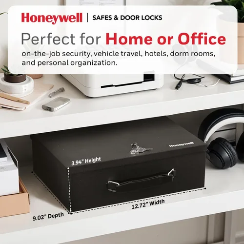 Vista 3 de Honeywell Cajas de seguridad y cerraduras de puerta - Caja de seguridad pequeña para el hogar - Caja de seguridad resistente al fuego con llaves