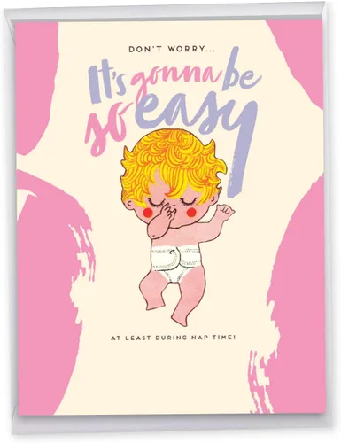 Vista 11 de NobleWorks - Tarjeta de felicitación para recién nacido con sobre (grande 8.5 x 11 pulgadas) - Baby On The Way J6355BBG