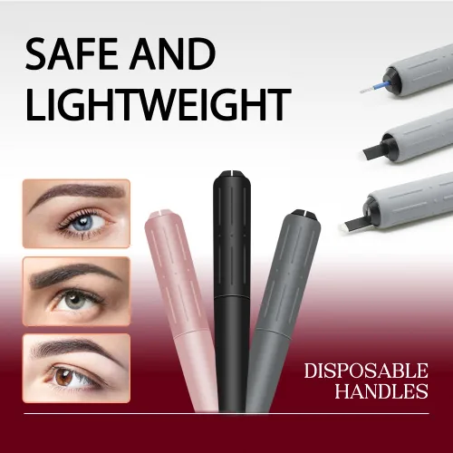 Vista 2 de 10 Uds Microblading Asas Desechables Manual Microblading Pen con Nano 18 U en forma de hoja esterilizada Microblade Holder para ceja labio