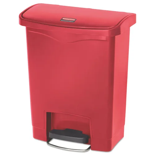 Vista 46 de Rubbermaid Commercial Products - Bote de basura Streamline Slim con pedal Papelera de plástico, 4 galones (15 litros), color rojo, con manos