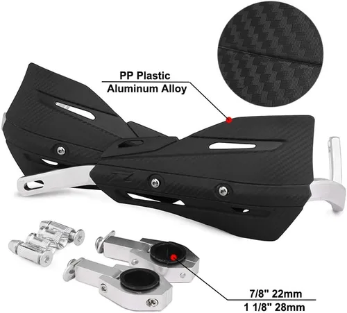 Vista 2 de JFG RACING Protectores de Mano para Dirt Bike, Protectores de Mano de Motocicleta 7/8'' y 1 1/8'' de Aluminio Universales para Dirt Pit Bike MX Negro