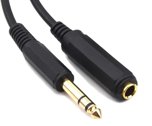 Vista 5 de Cable de extensión TRS macho a 1/4 de pulgada para auriculares hembra de 0.250 in, cable de extensión de guitarra para auriculares, cable de audio