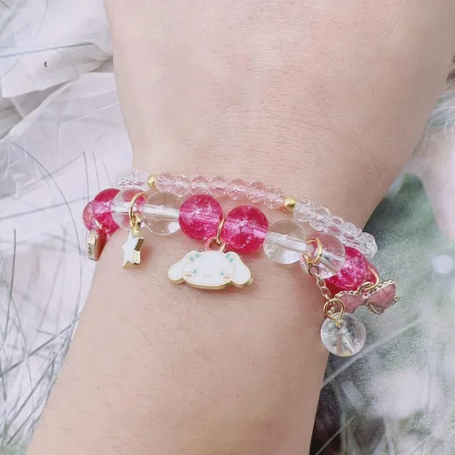 Vista 5 de CJIAYUJEW Cute Bracelet Crystal Pearl Bracelets, Anime Elastic Stretch Crystal Bead Bracelet Lovely Cartoon Elastic Beaded Bracelets for Women
