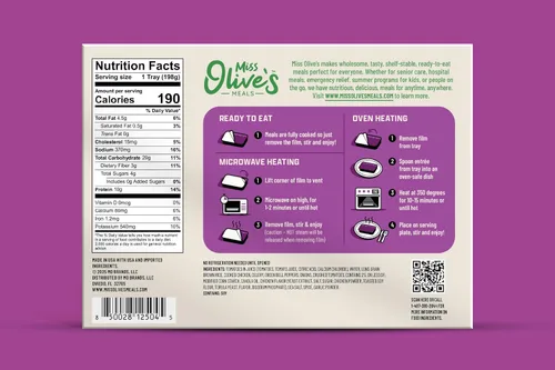 Vista 3 de Miss Olive's Paquete de Proteína Microondas Comidas Preparadas Estables (Paquete de 6: 2 de Cada Artículo) El paquete de proteínas de larga