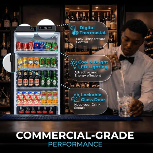 Vista 5 de GRS Refrigerador comercial con cerradura de puerta de vidrio Flujo de aire fresco y temperatura Refrigerador de bebidas, enfriador de bebidas