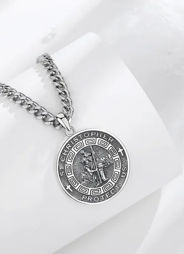 Vista 2 de CELESTIA Medallas de plata de ley 925 San MiguelSan CristóbalSan BenitoSan GabrielVirgen MaríaJesúsCaravacaMetatrónSello de los Siete Arcángeles