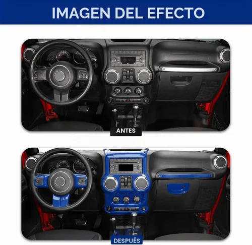 Vista 2 de RT-TCZ para Jeep JK Kit de Adornos Interiores Azul, Adorno de Panel de Tablero de Consola Central para Jeep Wrangler JK JKU 2011-2017 Accesorios