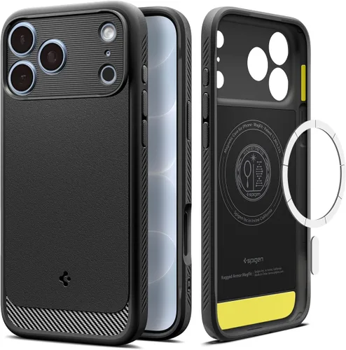 Vista 17 de Spigen - Rugged Armor MagFit - Funda diseñada para el iPhone 15 Pro (2023) [Protección de grado militar] Compatible con MagSafe - Negro mate