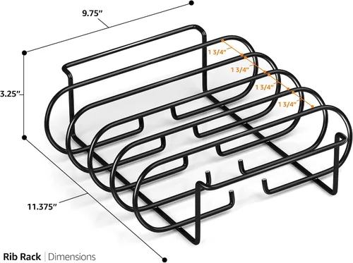 Vista 5 de Sorbus Parrilla antiadherente para costillas – estante para asar de acero bañado en porcelana – apto para 4 costillares para asar y barbacoa