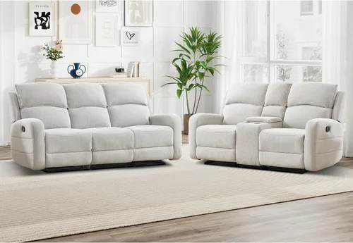 Vista 16 de EBELLO Juego de sofá reclinable manual para sala de estar, sofá reclinable de tela suave para sala de reuniones, respaldo y apoyabrazos acolchados