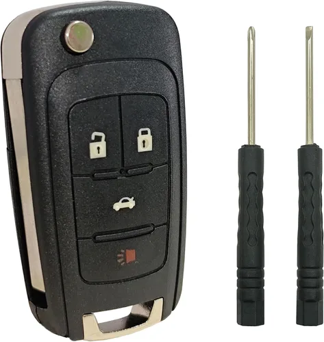 Vista 10 de Carcasa de repuesto para llavero compatible con Chevrolet Chevy Equinox Sonic GMC Terrain, control remoto de entrada sin llave para llave de coche