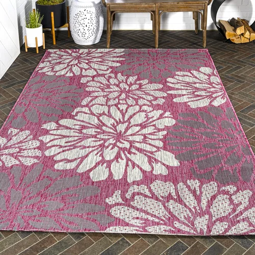 Vista 16 de Eyely BMS110I-28 Santa Monica Zinnia - Alfombra moderna con textura floral para interiores y exteriores, estilo costero, glamour, dormitorio, patio