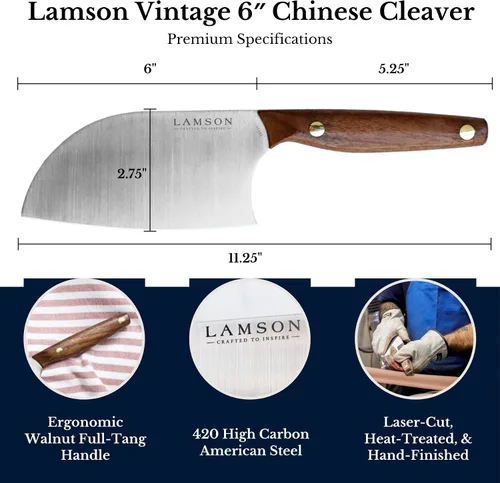 Vista 2 de Lamson Cuchillo chino Santoku pequeño vintage de 6 pulgadas