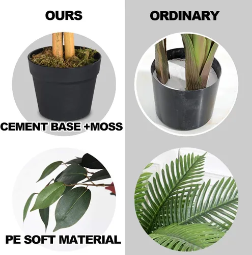 Vista 4 de Paquete de 2 ficus artificiales de 4 pies para decoración de interiores y exteriores
