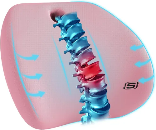 Vista 13 de Skechers Almohada de apoyo lumbar para silla de oficina, almohada lumbar de espuma viscoelástica, almohada lumbar para alivio del dolor de espalda