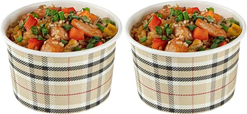 Vista 122 de Restaurantware Coppetta - Vasos de postre de 3 onzas, 50 tazas desechables para helado, tapas se venden por separado, cuencos de papel a cuadros