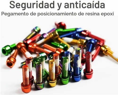 Vista 3 de CNC Pernos de vástago de bicicleta, pernos de vástago para BMX/MTB/bicicleta de carretera con arandelas (rojo/azul/naranja/verde/arcoíris)