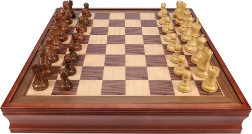 Vista 2 de WE Games Gran juego de ajedrez inglés tallado a mano con cajones, tamaño torneo, madera de alcanfor - 19 pulgadas.