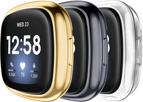 Vista 11 de Amzpas Paquete de 6 fundas protectoras de pantalla compatibles con Fitbit Sense/Fitbit Versa 3, TPU suave alrededor completo para reloj inteligente
