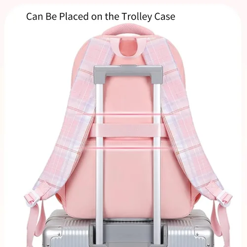 Vista 8 de Mochila Kawaii con 23 piezas de accesorios de anime de dibujos animados antirrobo estética de viaje nuevo semestre bolsa de regalos, Azul, Mediana