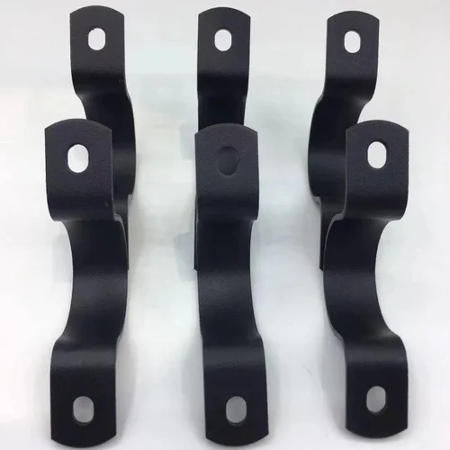 Vista 2 de Clip de tubo de metal con clip fijo en forma de U, color negro, doble agujero, soporte en forma de U, cinturón de tubo (paquete de 6) (1 pulgada)