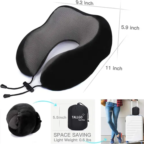Vista 4 de Almohada de viaje, la mejor almohada cervical de espuma viscoelástica, soporte de cabeza, almohada suave de apoyo para la cabeza para dormir