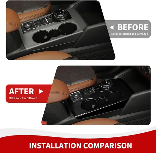 Vista 5 de RAZPOY Ajuste de panel de cambio Panel de centro de consola Portavasos Compatible con Ford Bronco Sport 2021-2024, Negro