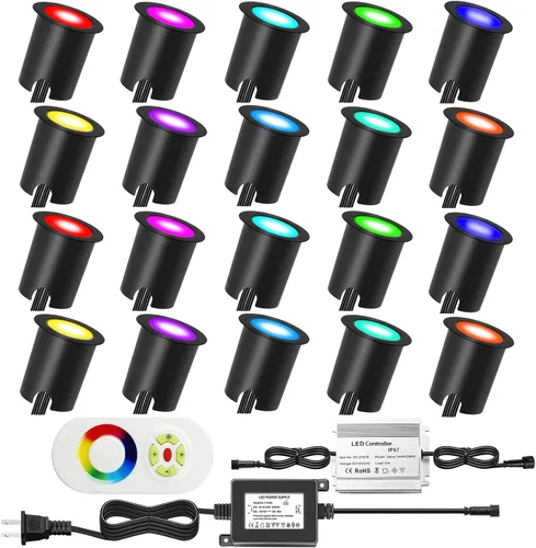 Vista 61 de Kits de luces LED empotrables para cubierta con carcasa protectora, iluminación LED de paisaje al aire libre IP67 impermeable, CC 12 V de bajo Azul