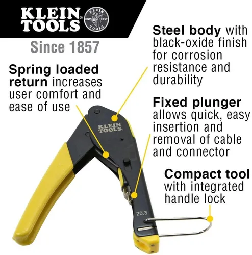 Vista 3 de Klein Tools Kit de instalación coaxial VDV026-211 y crimpadora de cables de datos modulares de trinquete VDV226-110/pelacables/cortador de cables