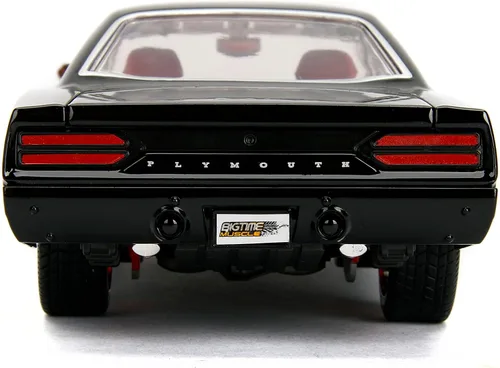 Vista 5 de Jada Big Time Muscle 1:24 1970 Plymouth Road Runner - Coche fundido a presión, juguetes para niños y adultos (negro)
