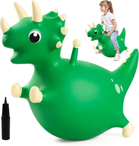 Vista 17 de Caballo Saltarín de Jirafa para Niños Pequeños, Animales Saltadores Caballo Saltarín, Juguetes Inflables Saltadores para Montar Regalos para Niños