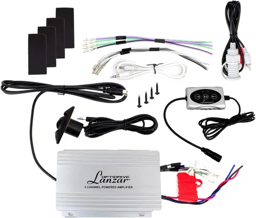 Vista 5 de Lanzar 4 canales Quad impermeable 4 "UTV/ATV/moto de nieve/sistema de altavoces amplificados marinos con interfaz de audio Bluetooth