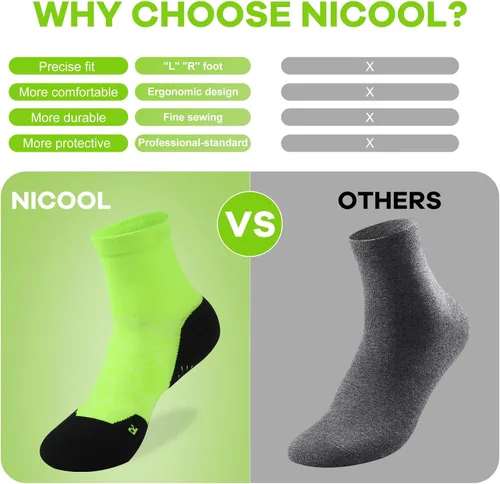 Vista 6 de NIcool Calcetines tobilleros deportivos con soporte de arco para mujeres y hombres, calcetines brillantes para correr, ciclismo, senderismo