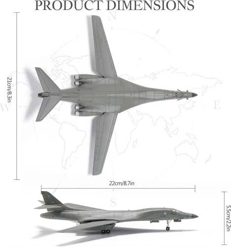 Vista 2 de B-1B Lancer Fighter Ataque Avión Modelo 1/200 Avión Militar Modelos Fundidos a Presión