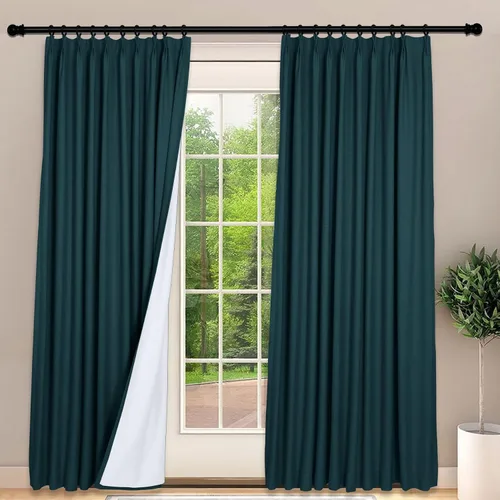 Vista 12 de Frelement Cortinas 100% opacas con forro térmico, cortinas de lino para decoración de Navidad, cortinas plisadas con aislamiento térmico