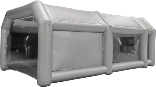 Vista 3 de Cabina de pulverización inflable con filtro de aire de 26 x 15 x 10 pies, cabina de pintura para coche, cabina de pintura portátil, estación